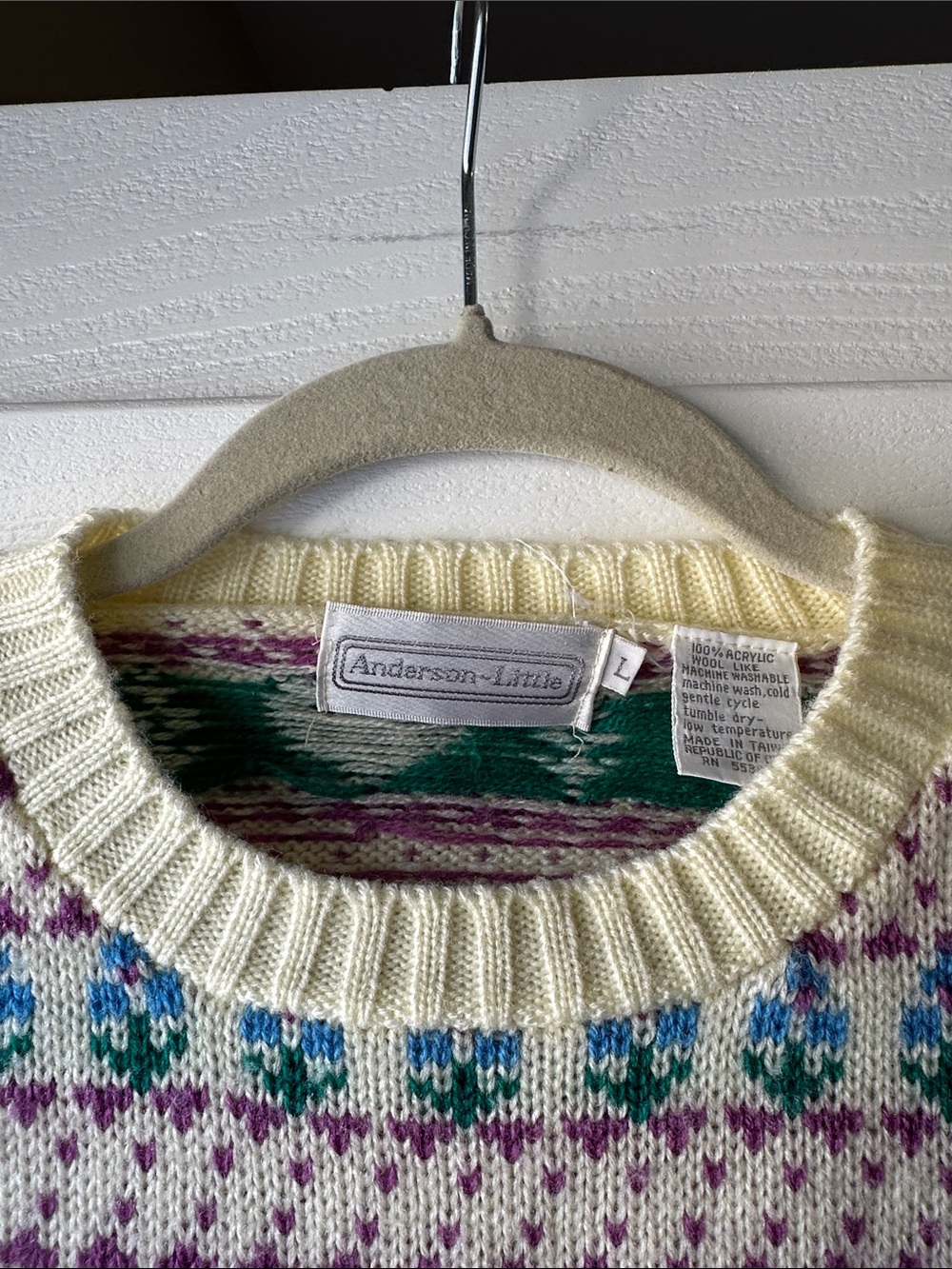 Vintage Heart Acrylic Knit Vintage Striped Fair Isle Novelty 70s 80s Sweater - Picture 4 of 5